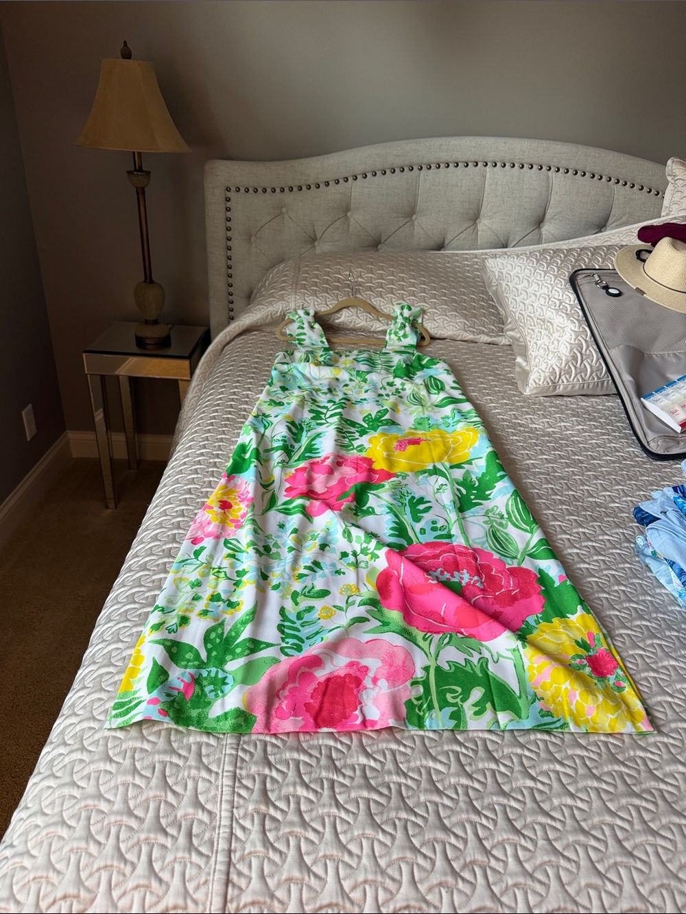 Lilly Pulitzer Bernice Maxi Green, Pink & Yellow Floral Tie-Shoulder Maxi Dress - Picture 4 of 9